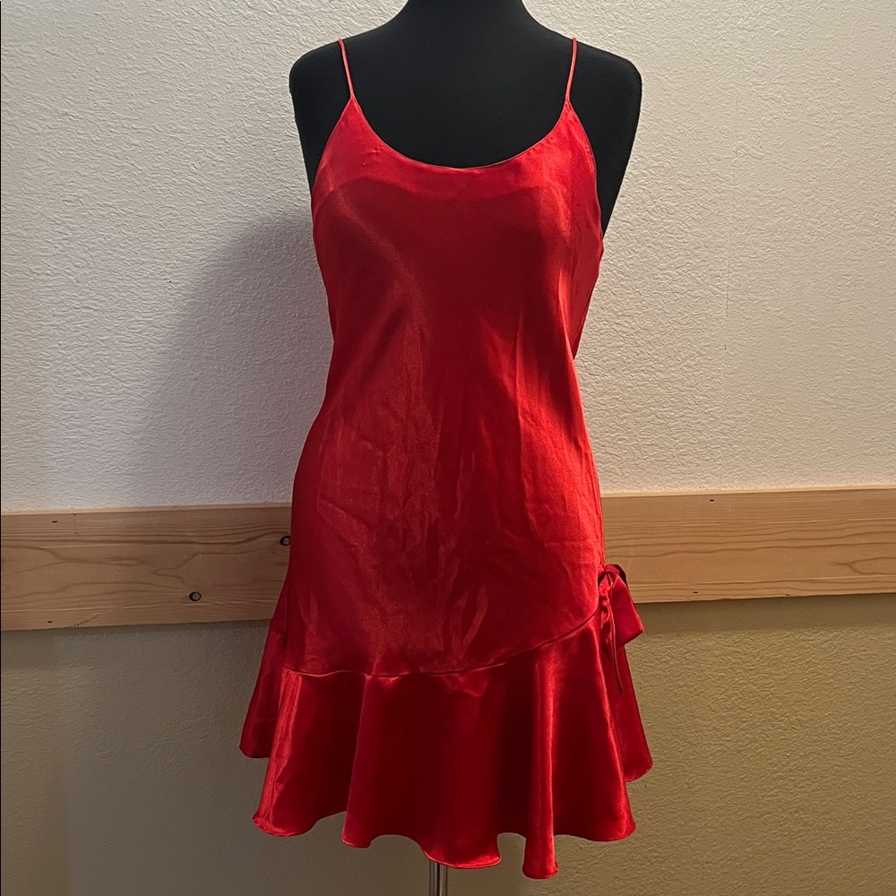 Elegant Red Satin Dress